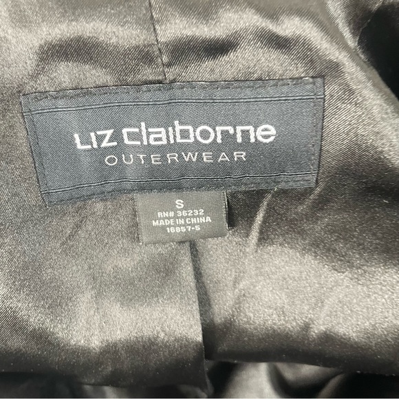 Liz Claiborne Womens Black Hooded Faux Fur Full Zip Jacket Coat Size Small Lined - Picture 11 of 13